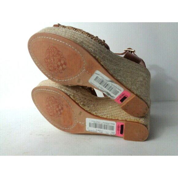 VINCE CAMUTO EUR US 10M Halen Cloud Brown Leather Espadrille Wedge Sandals Shoes - Picture 6 of 7